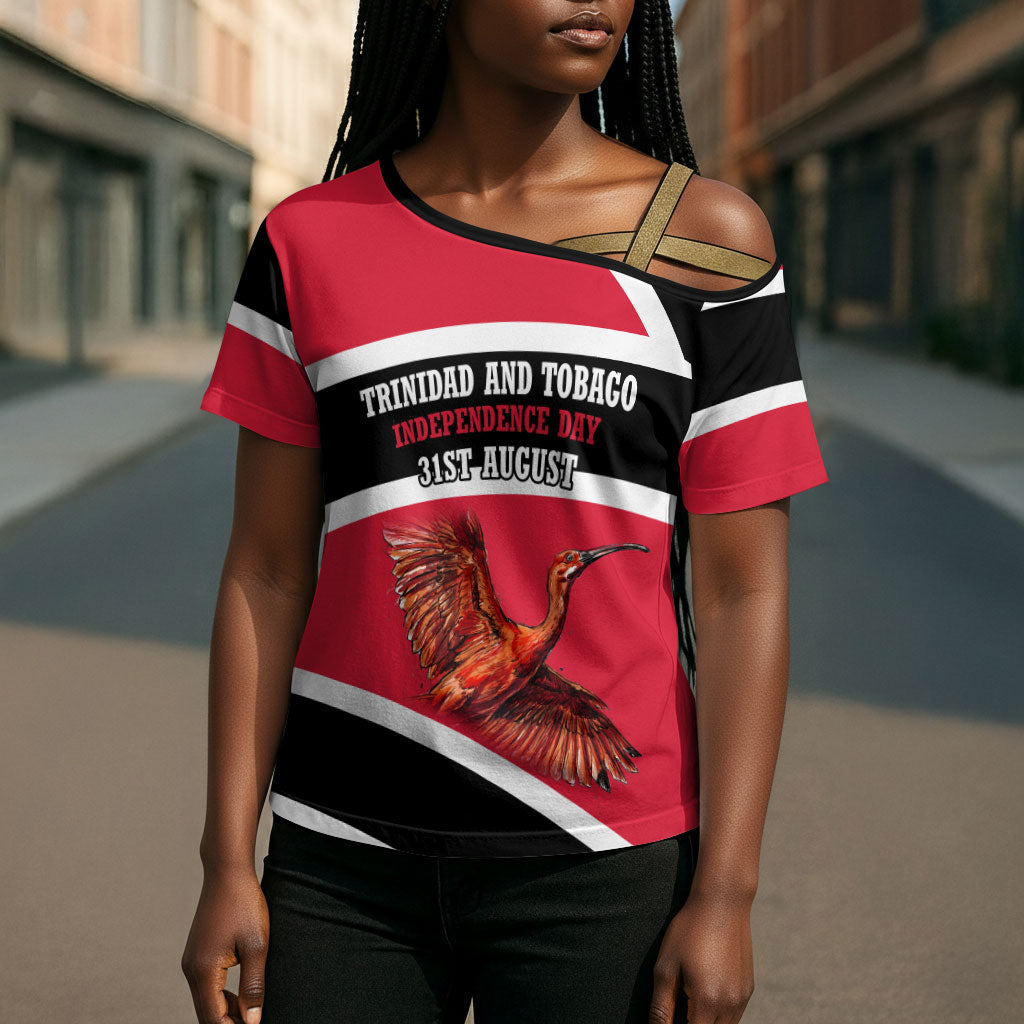 Trinidad And Tobago Independence Day Scarlet Ibis Cross Shoulder Shirt Steelpan Heritage National Flag