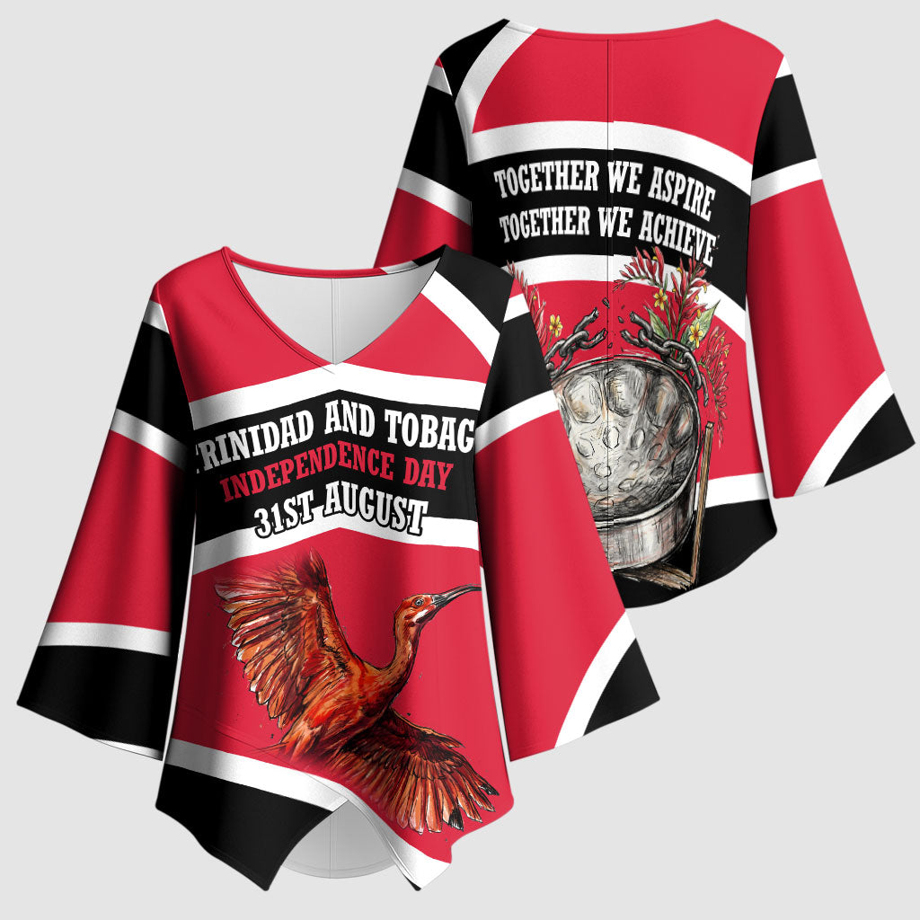 Trinidad And Tobago Independence Day Scarlet Ibis Kimono Sleeve Blouse Steelpan Heritage National Flag