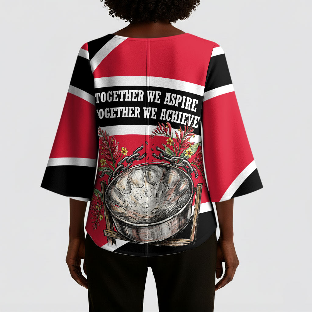Trinidad And Tobago Independence Day Scarlet Ibis Kimono Sleeve Blouse Steelpan Heritage National Flag