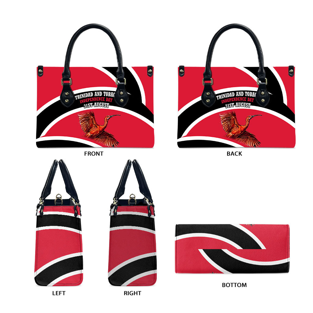 Trinidad And Tobago Independence Day Scarlet Ibis Leather Bag Steelpan Heritage National Flag
