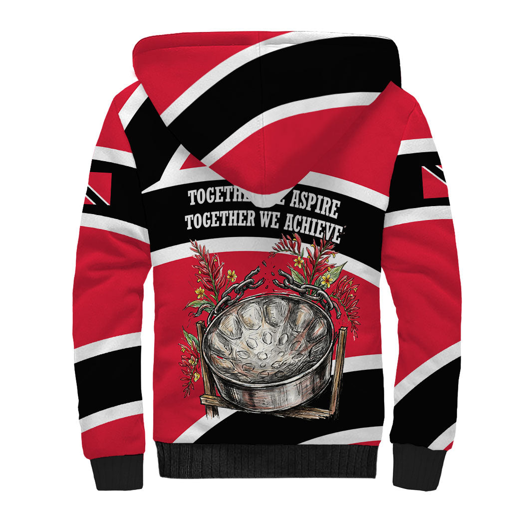 Trinidad And Tobago Independence Day Scarlet Ibis Sherpa Hoodie Steelpan Heritage National Flag