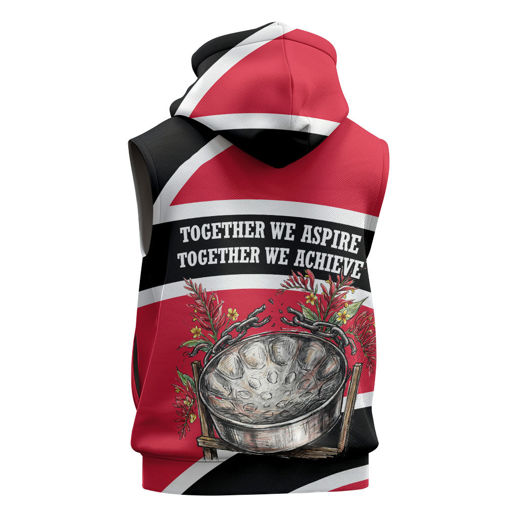 Trinidad And Tobago Independence Day Scarlet Ibis Sleeveless Hoodie Steelpan Heritage National Flag