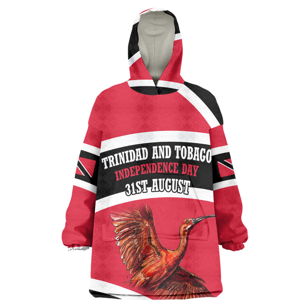 Trinidad And Tobago Independence Day Scarlet Ibis Wearable Blanket Hoodie Steelpan Heritage National Flag