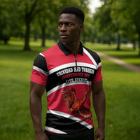 Trinidad And Tobago Independence Day Scarlet Ibis Zipper Polo Shirt Steelpan Heritage National Flag