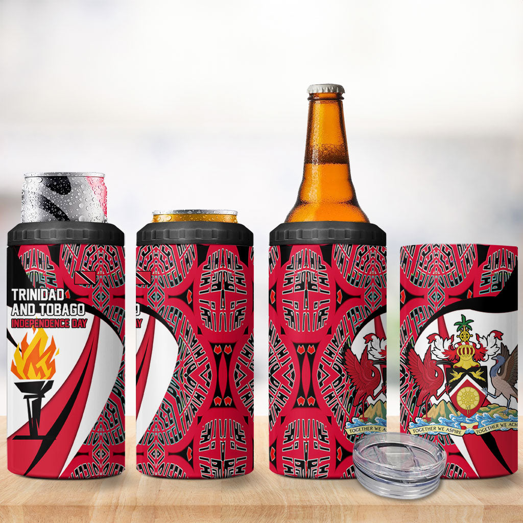 Trinidad And Tobago Independence Day 4 in 1 Can Cooler Tumbler Freedom Torch Heritage Symbols