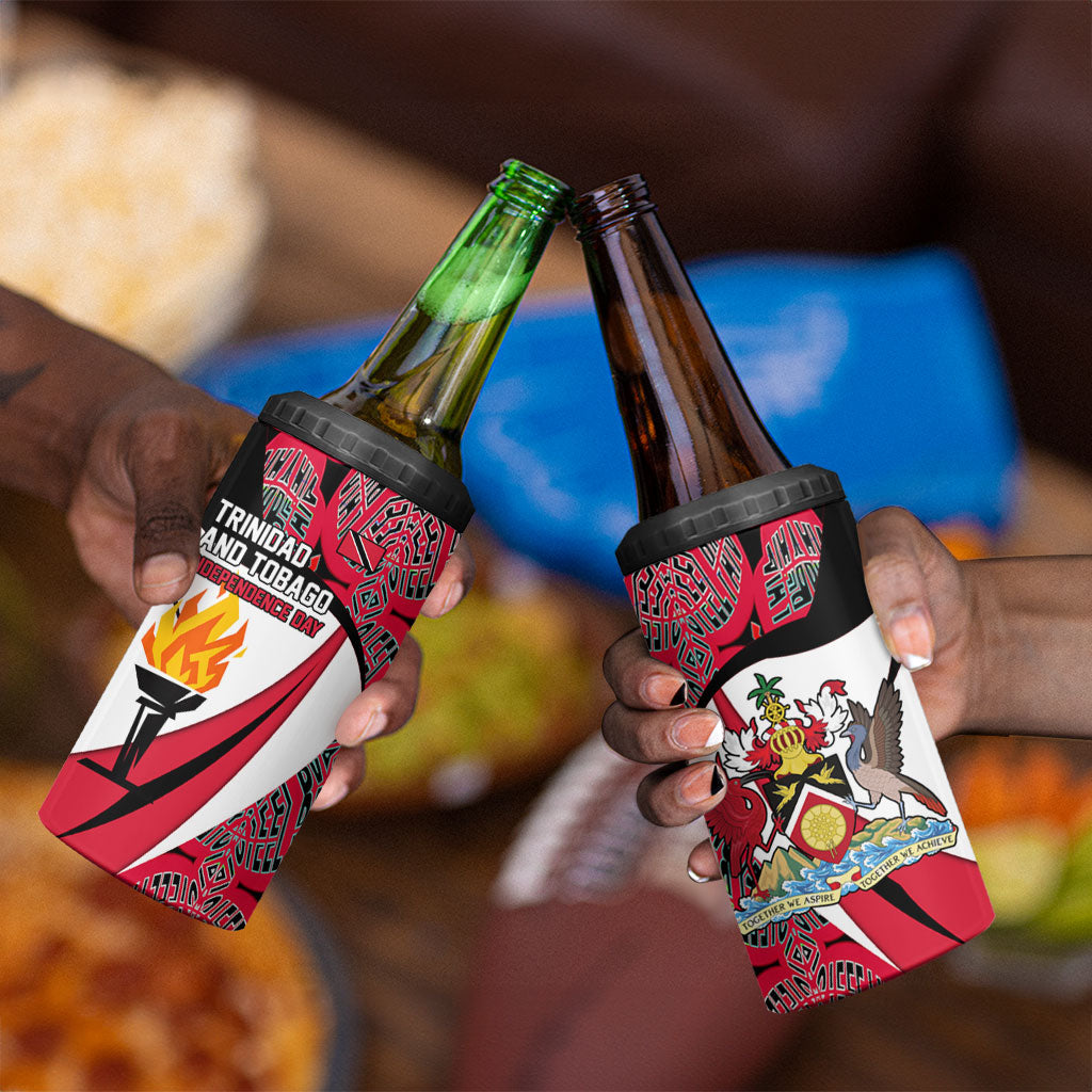 Trinidad And Tobago Independence Day 4 in 1 Can Cooler Tumbler Freedom Torch Heritage Symbols