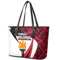 Trinidad And Tobago Independence Day Leather Tote Bag Freedom Torch Heritage Symbols
