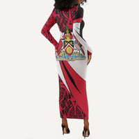 Trinidad And Tobago Independence Day Long Sleeve Bodycon Dress Freedom Torch Heritage Symbols