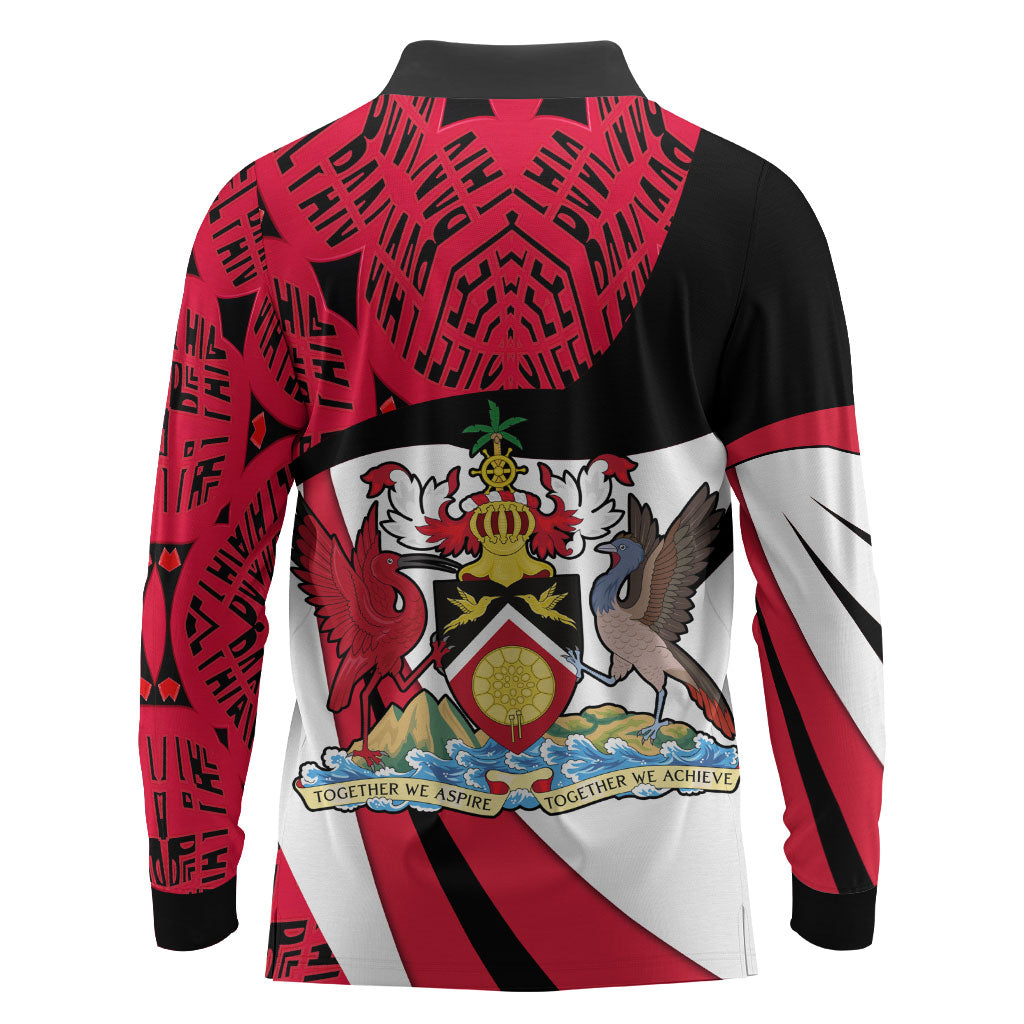 Trinidad And Tobago Independence Day Long Sleeve Polo Shirt Freedom Torch Heritage Symbols