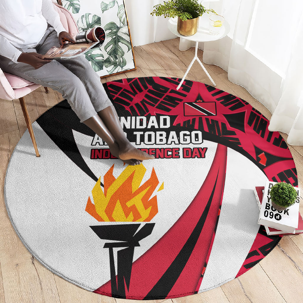 Trinidad And Tobago Independence Day Round Carpet Freedom Torch Heritage Symbols
