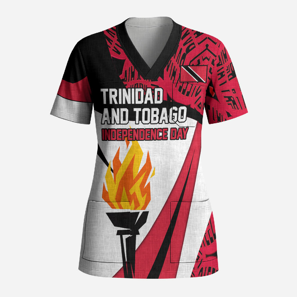 Trinidad And Tobago Independence Day Scrub Top Freedom Torch Heritage Symbols