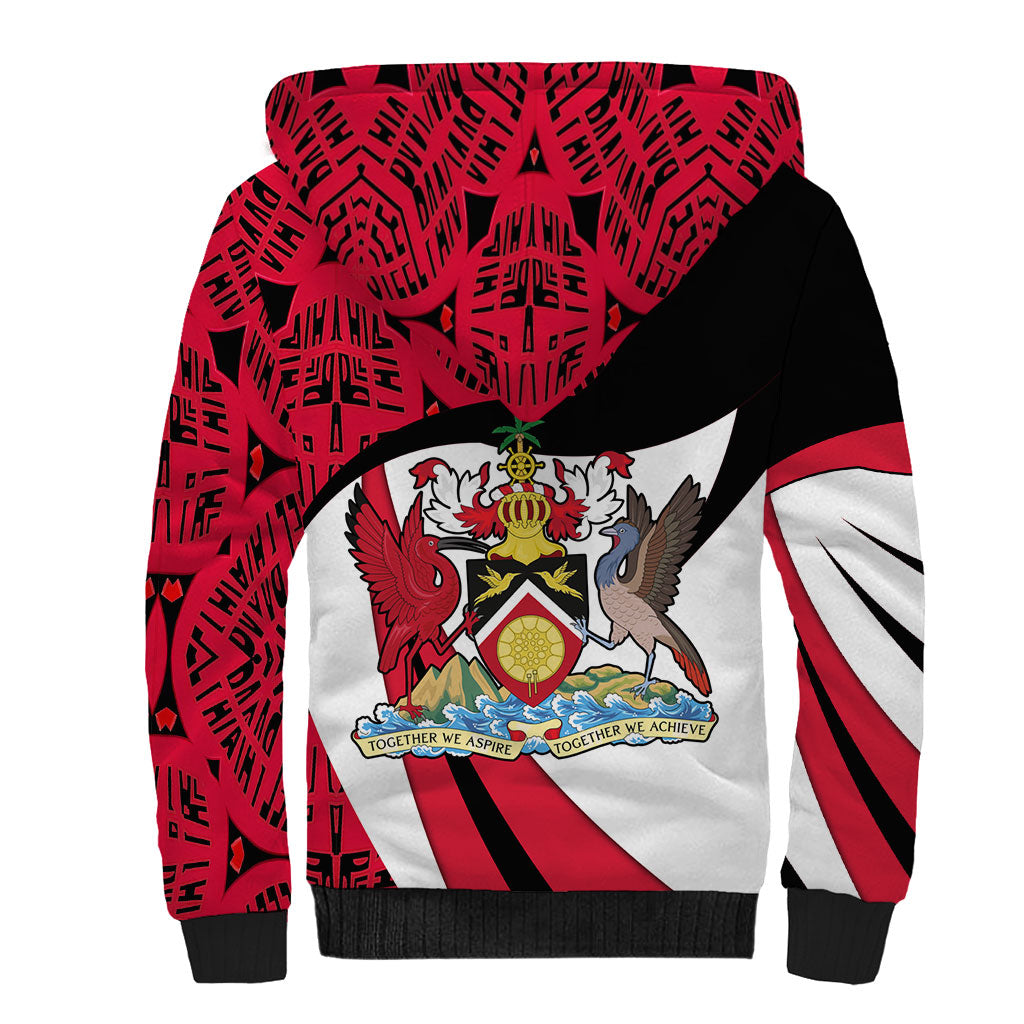 Trinidad And Tobago Independence Day Sherpa Hoodie Freedom Torch Heritage Symbols