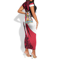 Trinidad And Tobago Independence Day Short Sleeve Bodycon Dress Freedom Torch Heritage Symbols