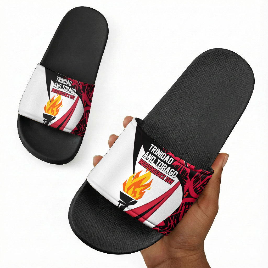 Trinidad And Tobago Independence Day Slide Sandals Freedom Torch Heritage Symbols