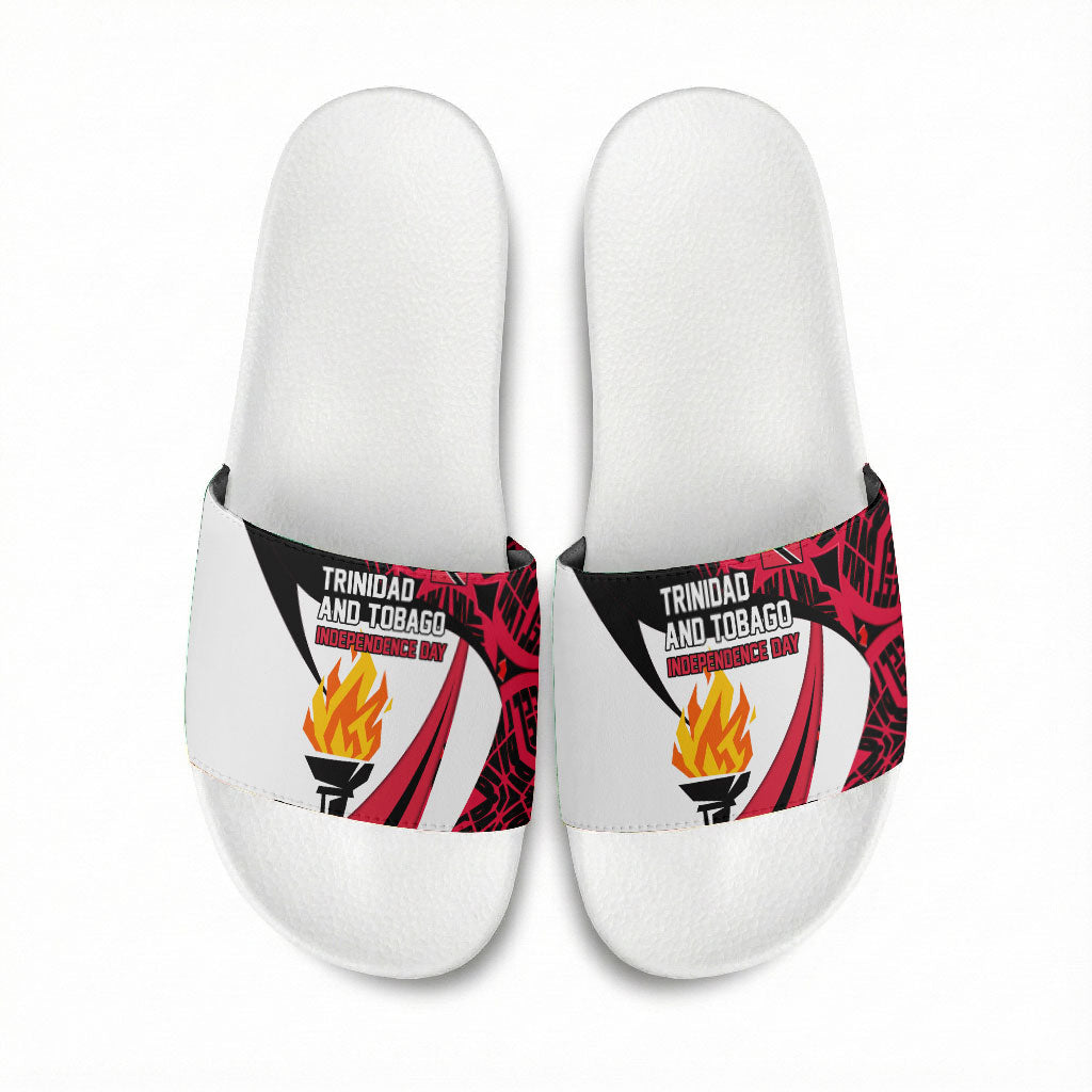 Trinidad And Tobago Independence Day Slide Sandals Freedom Torch Heritage Symbols