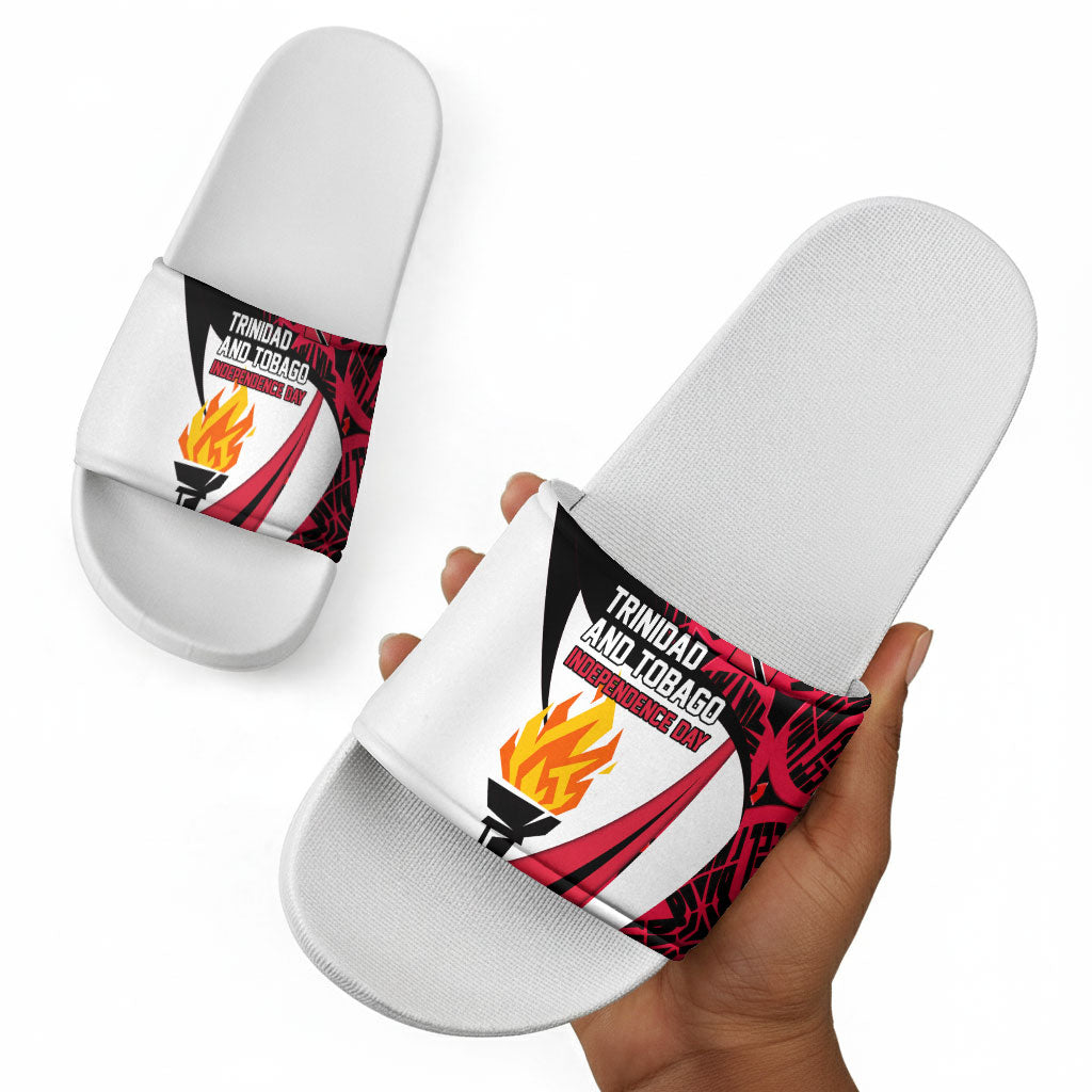 Trinidad And Tobago Independence Day Slide Sandals Freedom Torch Heritage Symbols