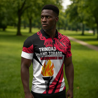 Trinidad And Tobago Independence Day Zipper Polo Shirt Freedom Torch Heritage Symbols