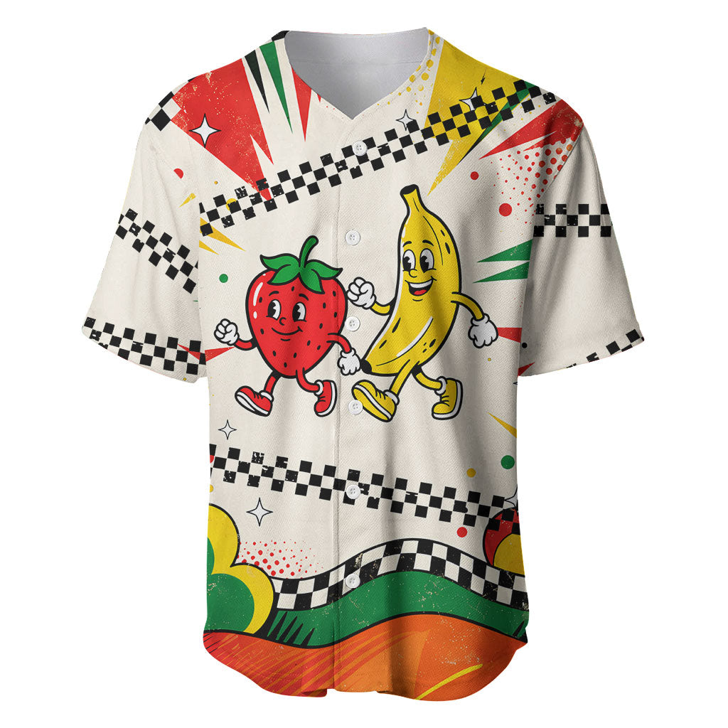 Support Your Fruity Friends Love Wins Gay Pride Baseball Jersey LGBTQ Retro 30s Cartoon Checkered