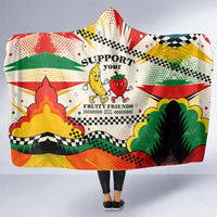 Support Your Fruity Friends Love Wins Gay Pride Hooded Blanket LGBTQ Retro 30s Cartoon Checkered