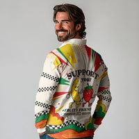 Support Your Fruity Friends Love Wins Gay Pride Long Sleeve Polo Shirt LGBTQ Retro 30s Cartoon Checkered