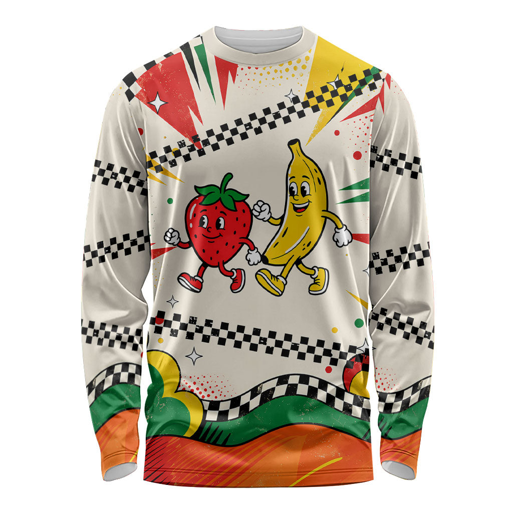 Support Your Fruity Friends Love Wins Gay Pride Long Sleeve Shirt LGBTQ Retro 30s Cartoon Checkered