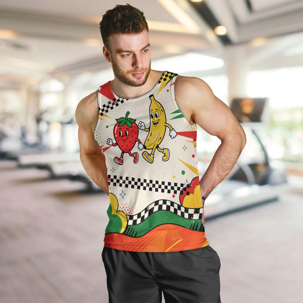 Support Your Fruity Friends Love Wins Gay Pride Men Tank Top LGBTQ Retro 30s Cartoon Checkered
