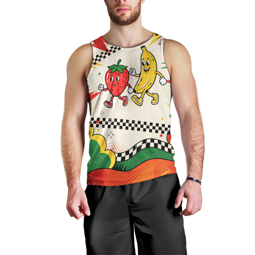 Support Your Fruity Friends Love Wins Gay Pride Men Tank Top LGBTQ Retro 30s Cartoon Checkered
