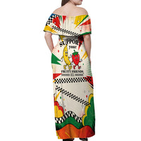 Support Your Fruity Friends Love Wins Gay Pride Off Shoulder Maxi Dress LGBTQ Retro 30s Cartoon Checkered