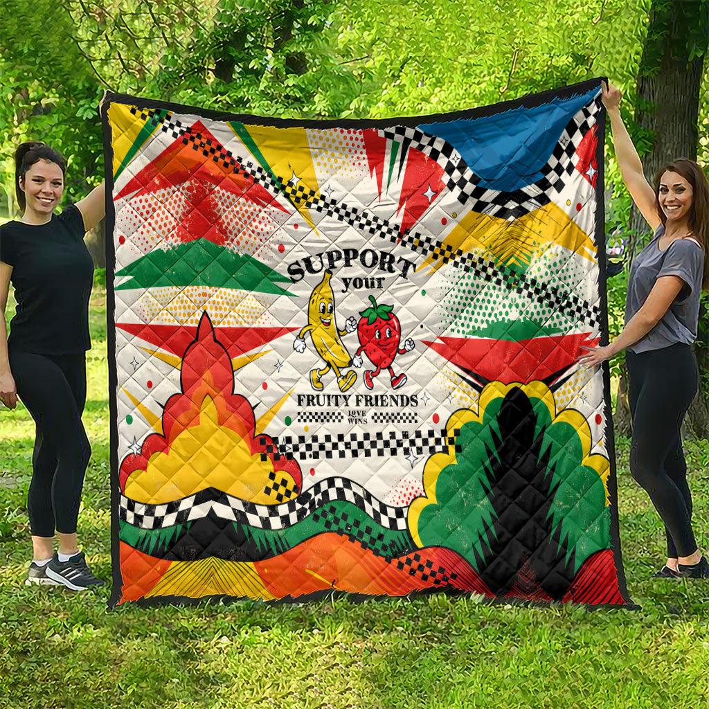 Support Your Fruity Friends Love Wins Gay Pride Quilt LGBTQ Retro 30s Cartoon Checkered