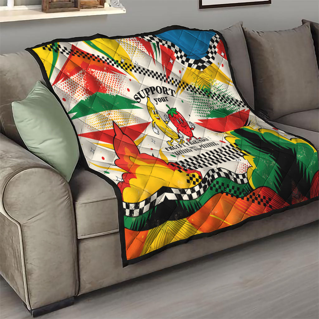 Support Your Fruity Friends Love Wins Gay Pride Quilt LGBTQ Retro 30s Cartoon Checkered