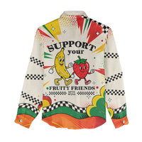 Support Your Fruity Friends Love Wins Gay Pride Women Casual Shirt LGBTQ Retro 30s Cartoon Checkered
