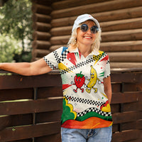 Support Your Fruity Friends Love Wins Gay Pride Women Polo Shirt LGBTQ Retro 30s Cartoon Checkered
