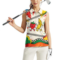 Support Your Fruity Friends Love Wins Gay Pride Women Sleeveless Polo Shirt LGBTQ Retro 30s Cartoon Checkered