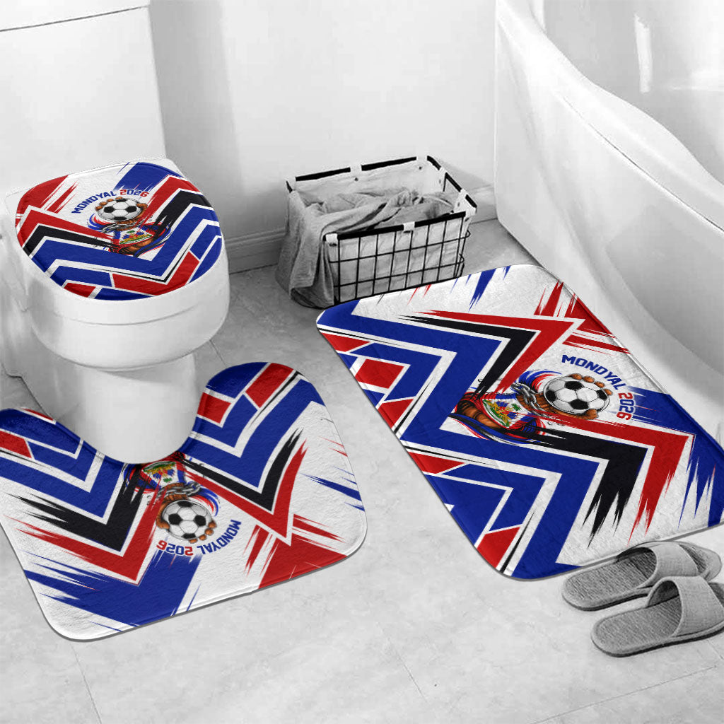 Haiti World Football Mondyal 2026 Bathroom Set Pride Ayiti Caribbean Culture Patriotic Crest