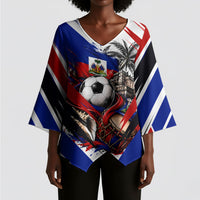 Haiti World Football Mondyal 2026 Kimono Sleeve Blouse Pride Ayiti Caribbean Culture Patriotic Crest