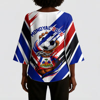 Haiti World Football Mondyal 2026 Kimono Sleeve Blouse Pride Ayiti Caribbean Culture Patriotic Crest