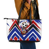 Haiti World Football Mondyal 2026 Leather Tote Bag Pride Ayiti Caribbean Culture Patriotic Crest
