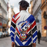 Haiti World Football Mondyal 2026 Long Sleeve Button Shirt Pride Ayiti Caribbean Culture Patriotic Crest
