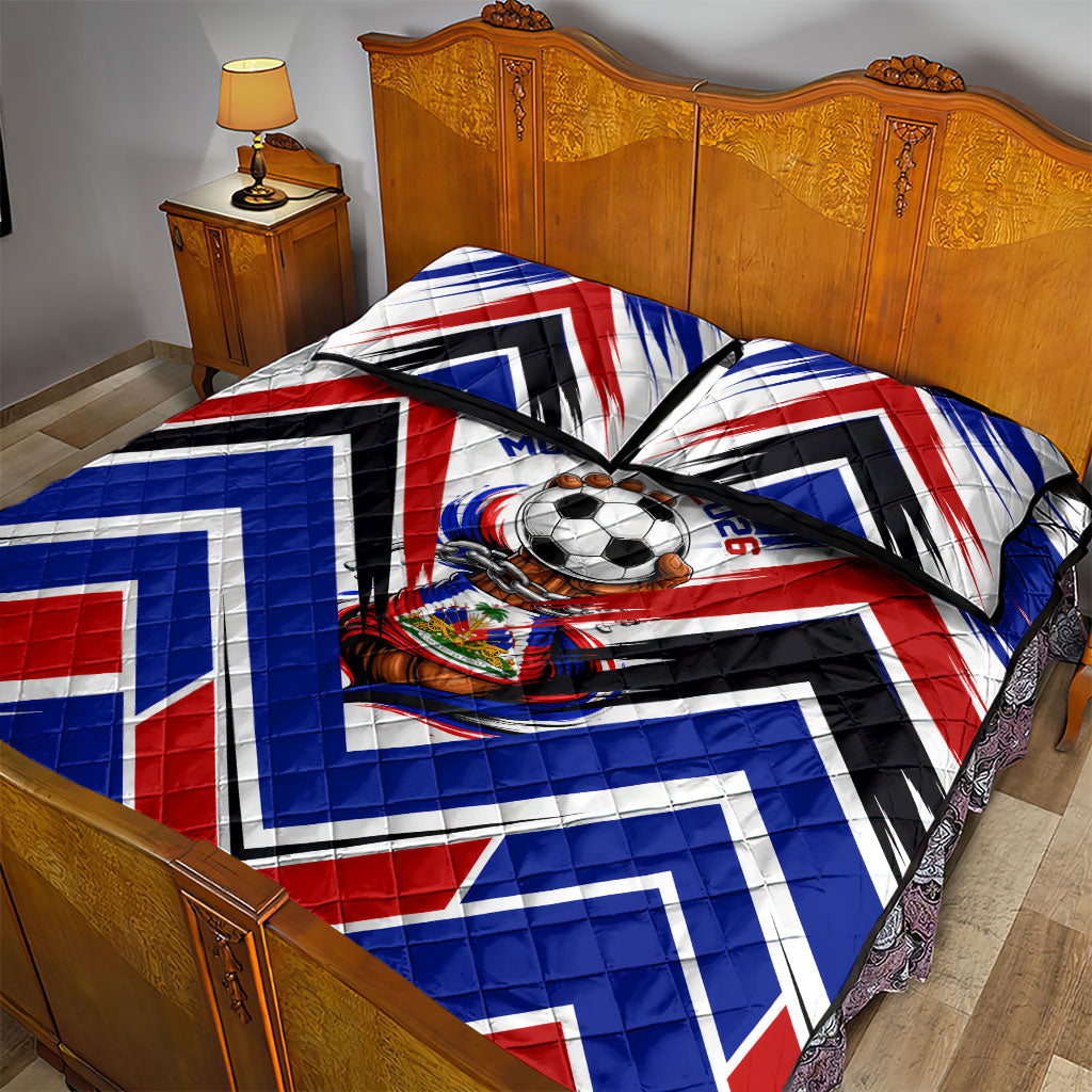 Haiti World Football Mondyal 2026 Quilt Bed Set Pride Ayiti Caribbean Culture Patriotic Crest