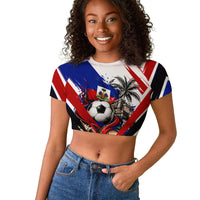 Haiti World Football Mondyal 2026 Raglan Cropped T shirt Pride Ayiti Caribbean Culture Patriotic Crest