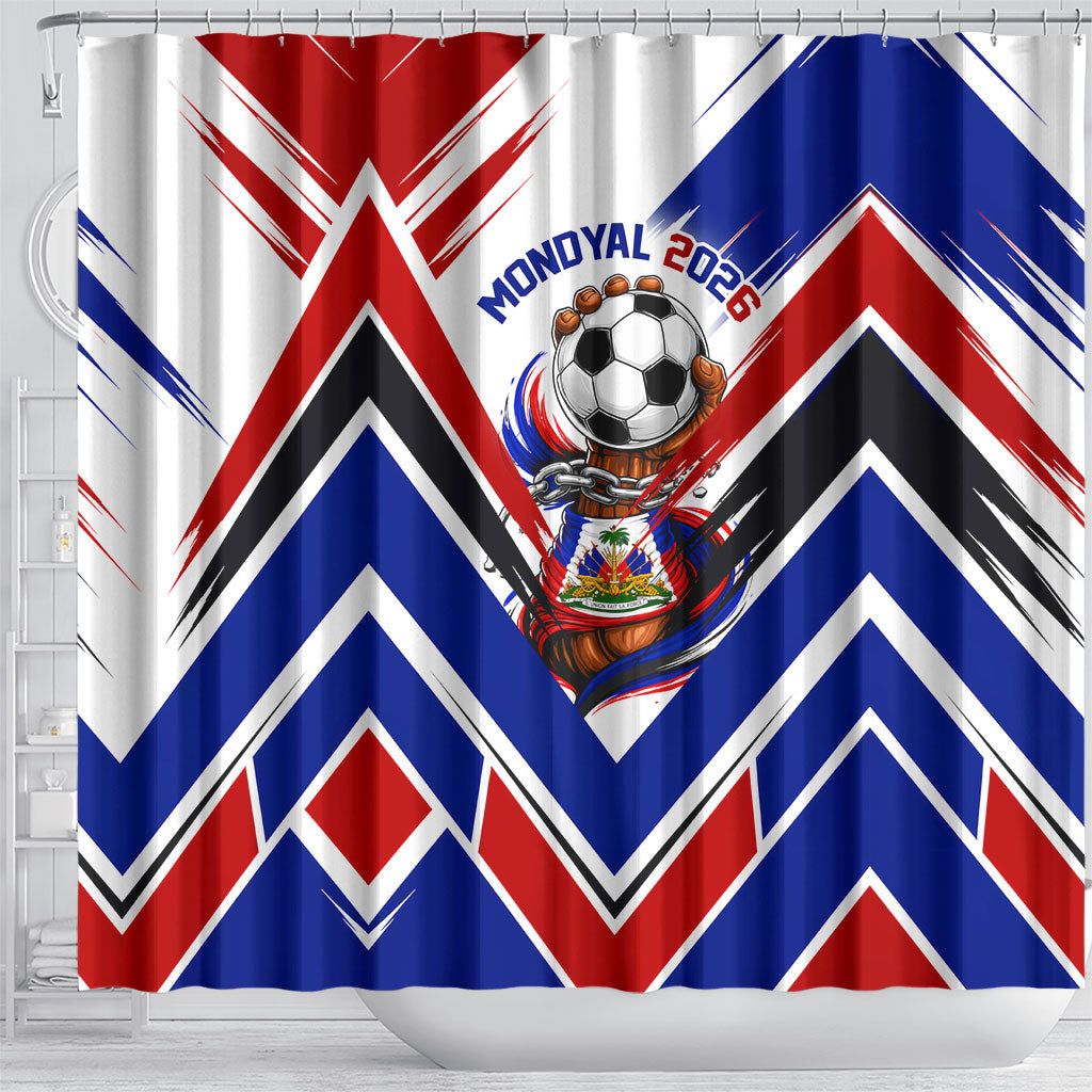 Haiti World Football Mondyal 2026 Shower Curtain Pride Ayiti Caribbean Culture Patriotic Crest