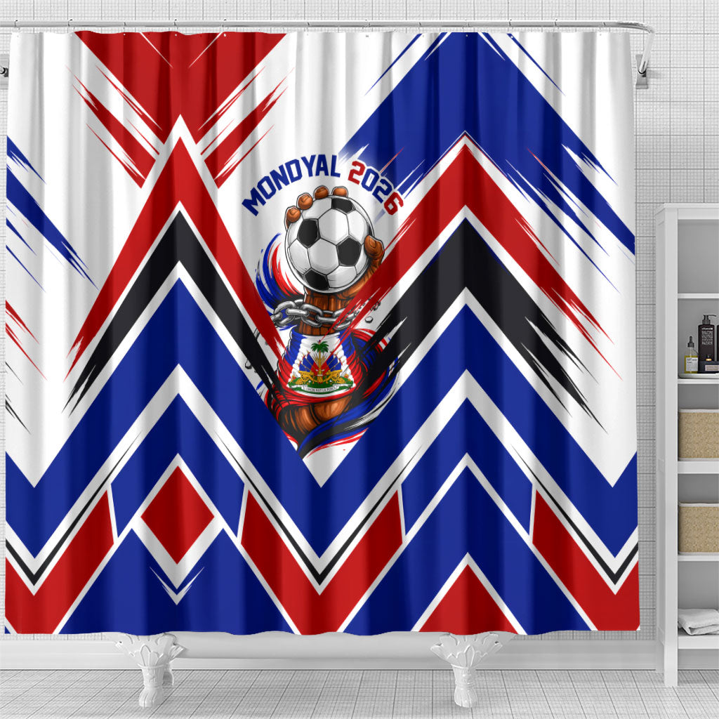 Haiti World Football Mondyal 2026 Shower Curtain Pride Ayiti Caribbean Culture Patriotic Crest