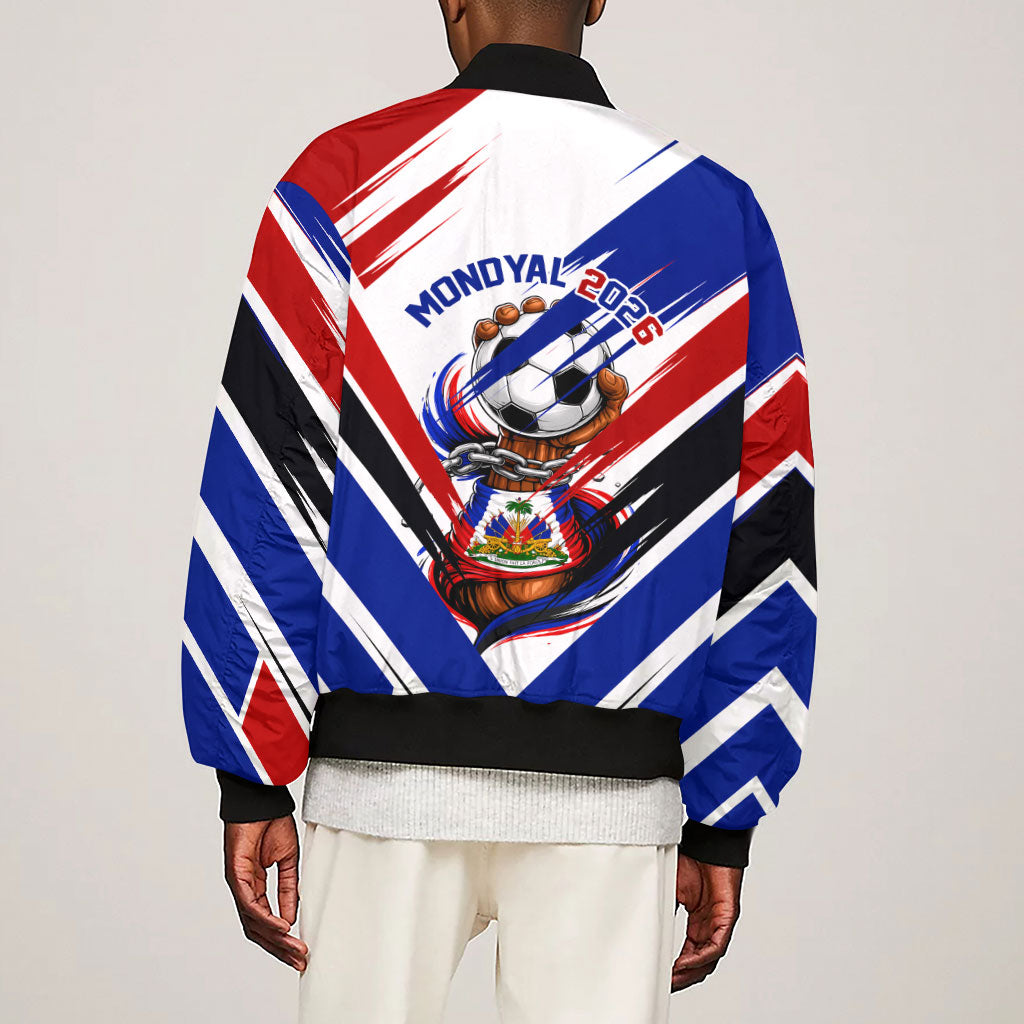 Haiti World Football Mondyal 2026 Sleeve Zip Bomber Jacket Pride Ayiti Caribbean Culture Patriotic Crest