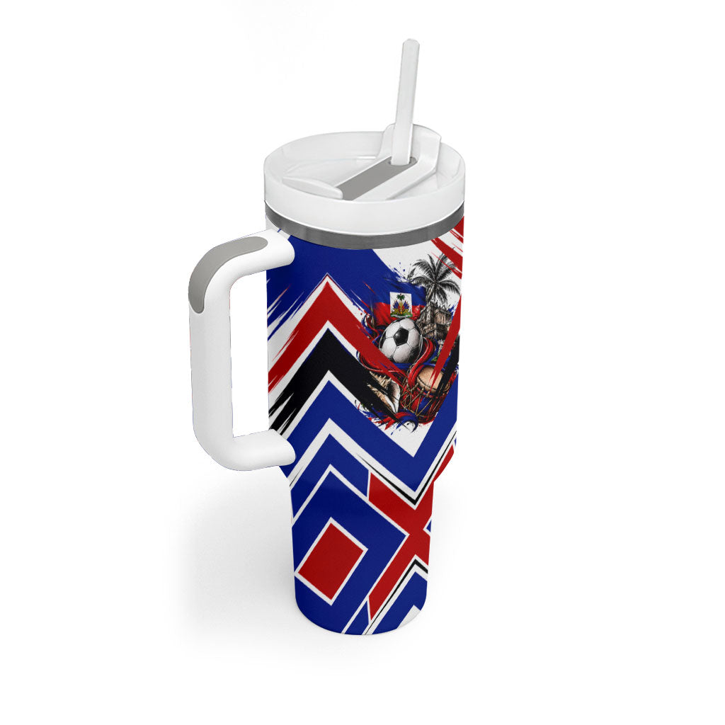 Haiti World Football Mondyal 2026 Tumbler With Handle Pride Ayiti Caribbean Culture Patriotic Crest
