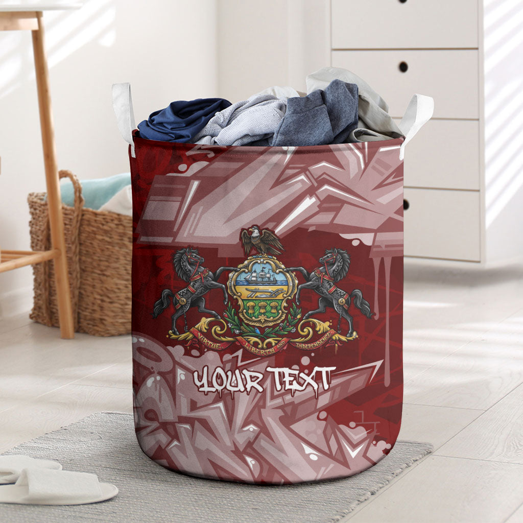 Personalized Pennsylvania Coat Of Arms Laundry Basket Street Art Graffiti Graphic