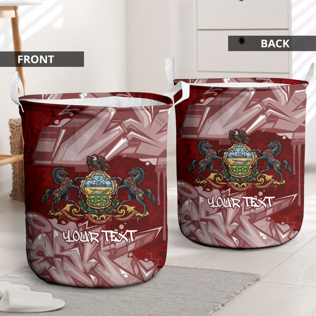Personalized Pennsylvania Coat Of Arms Laundry Basket Street Art Graffiti Graphic