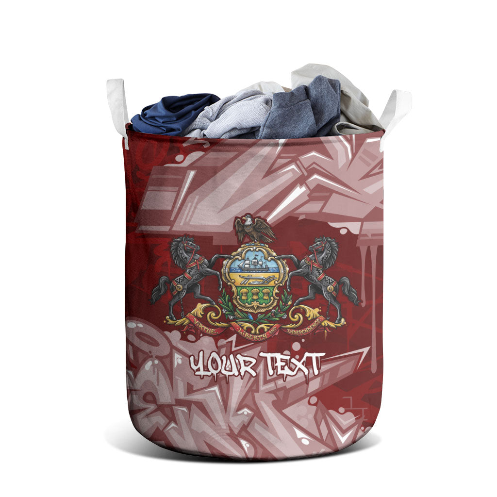 Personalized Pennsylvania Coat Of Arms Laundry Basket Street Art Graffiti Graphic