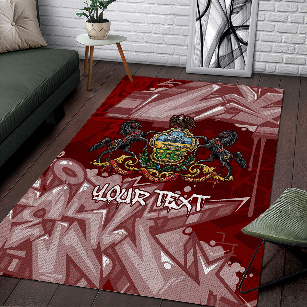 Personalized Pennsylvania Coat Of Arms Area Rug Street Art Graffiti Graphic
