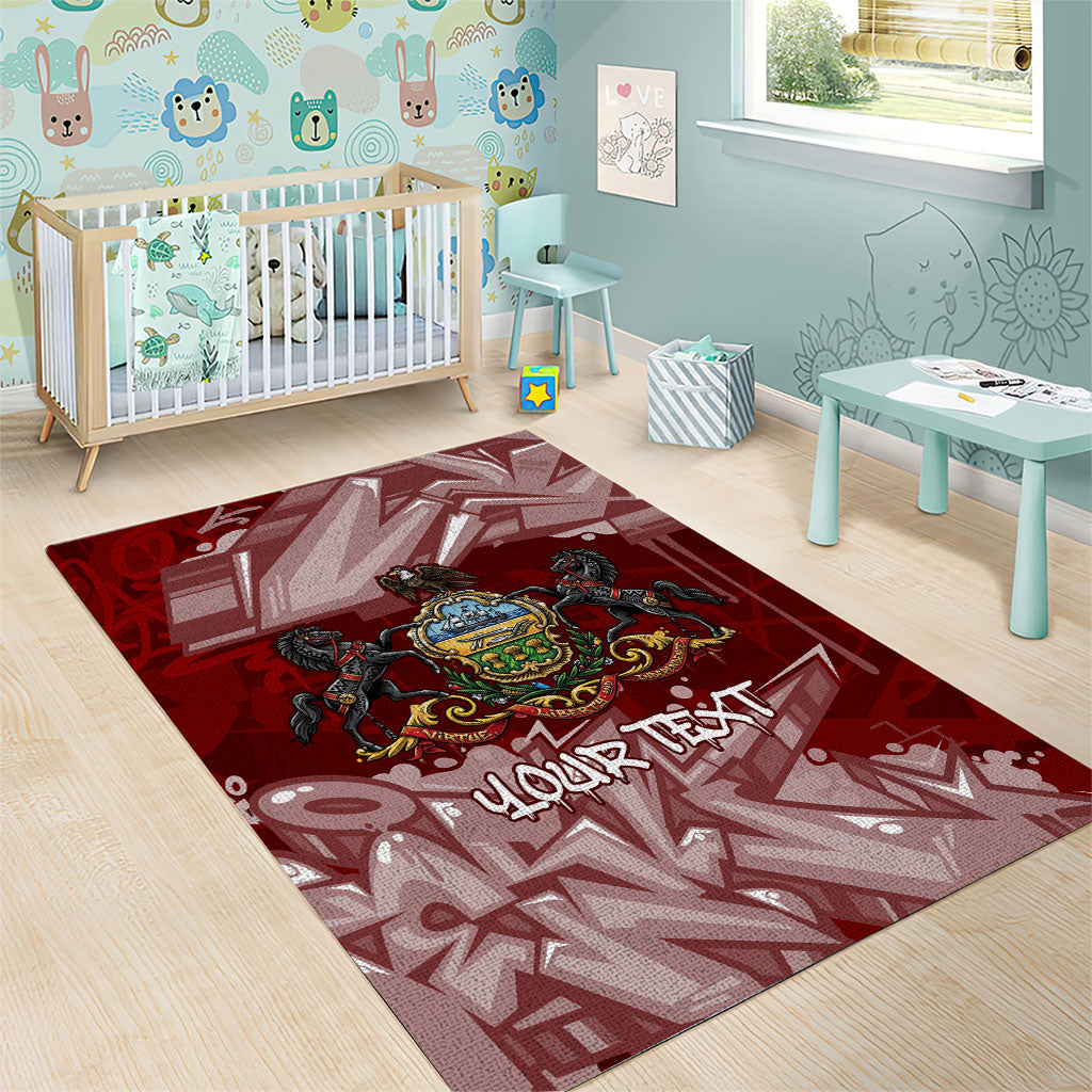 Personalized Pennsylvania Coat Of Arms Area Rug Street Art Graffiti Graphic