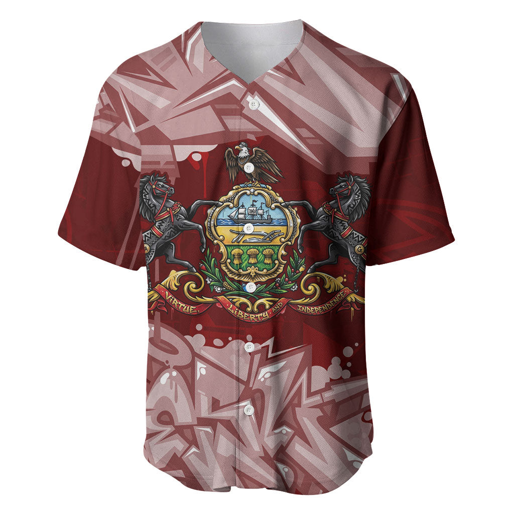 Personalized Pennsylvania Coat Of Arms Baseball Jersey Street Art Graffiti Graphic